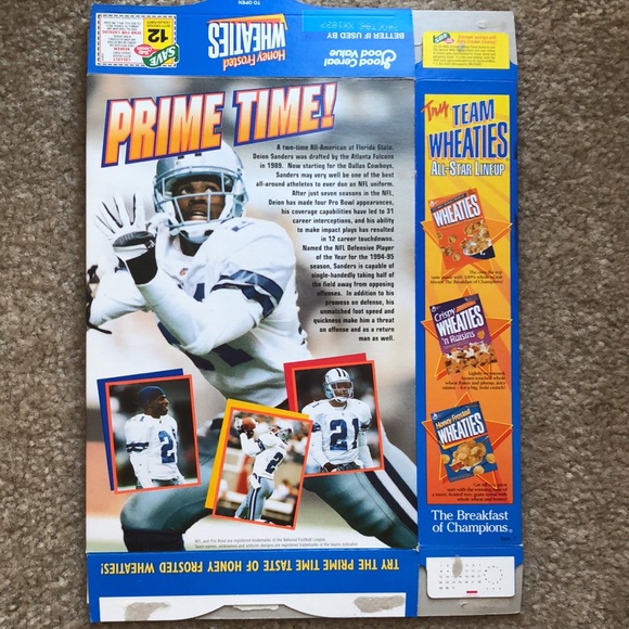 Dallas Cowboys' Deion Sanders 1997 Frosted Wheaties - Picture 2 of 7